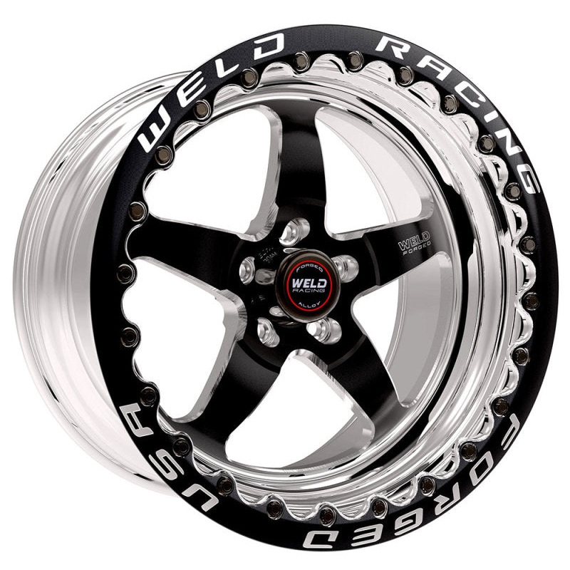 Weld S71 17×12 / 5×4.75 BP / 4.8in. BS Black Wheel (Medium Pad) – Black Single Beadlock MT