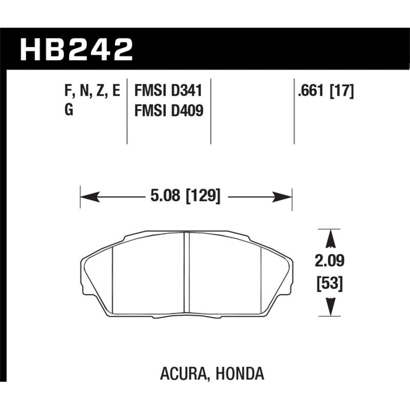 Hawk 86-01 Acura (Various) / 88-93 Honda (Various) DTC-60 Race Front Brake Pads