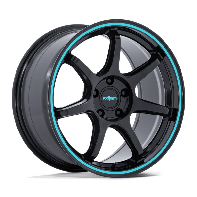Rotiform BPU 18″ 5×114.3 Gloss Black w/ Teal Stripe