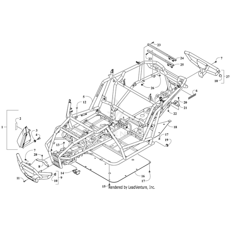 Tube,Box-Front-Ptd Black By Arctic Cat
