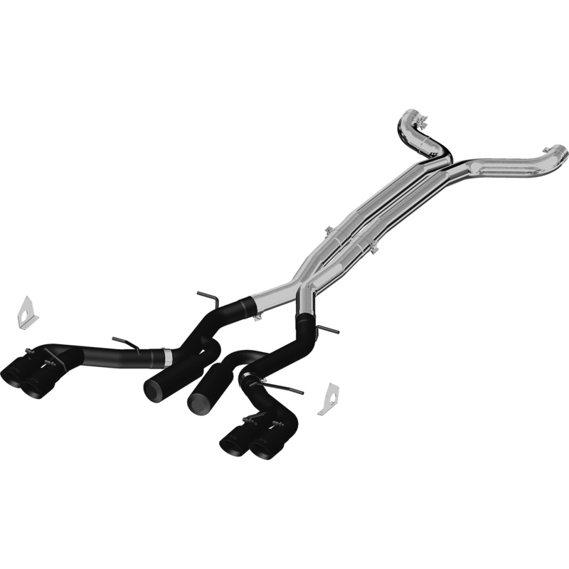 MBRP 3-Inch Race Profile Quad Exit Cat-Back Exhaust w/ Black Tips | 2016 – 2024 Chevrolet Camaro ZL1 / SS / LT1 (S7033BLK)