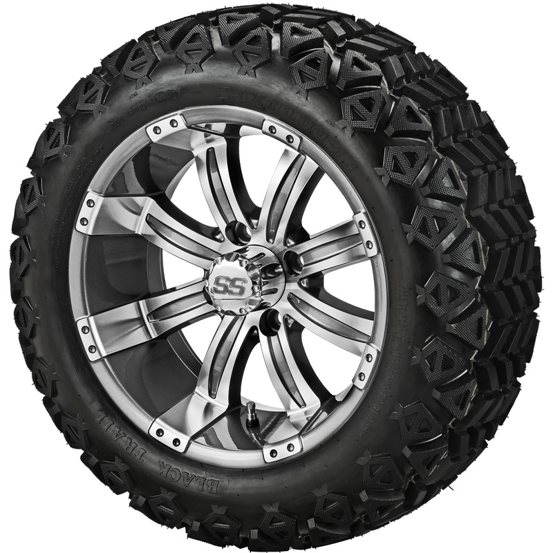 LSI 14″ Casino Gun Metal Gray & Machined Wheel and Lifted Tire Combo