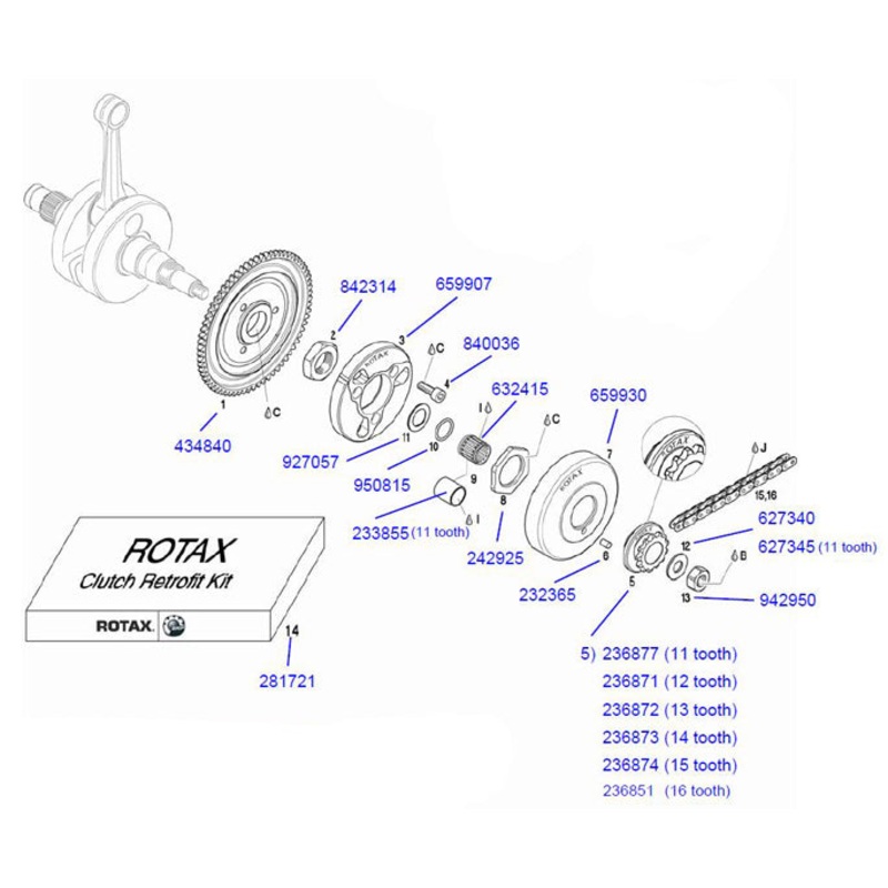 1. 434840 Rotax Starter Gear 70t
