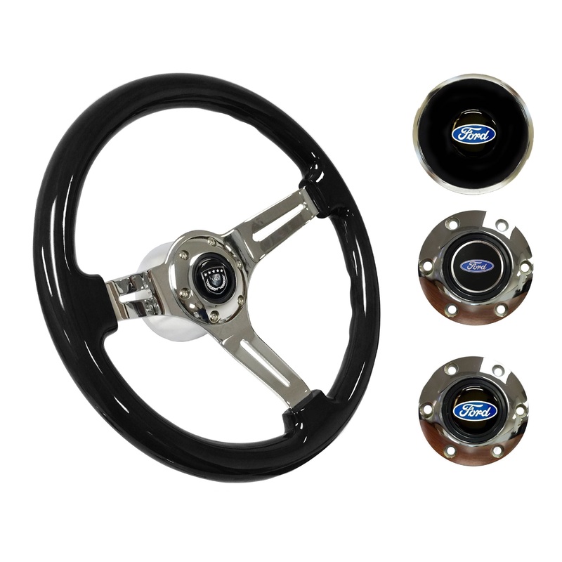 1969, 78-91 Ford Truck Steering Wheel Kit | Black Ash Wood | ST3072