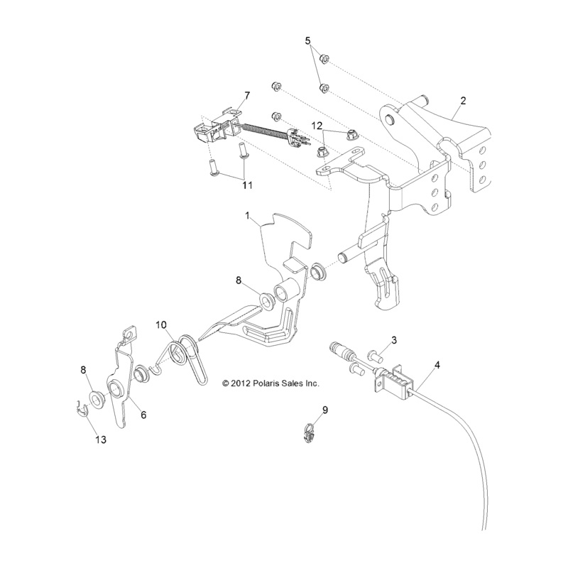 Throttle Pedal, Outer, Matte Bl by Polaris