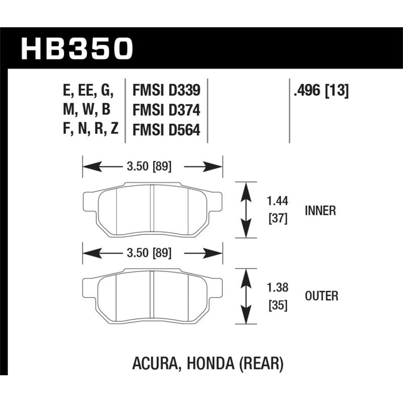 Hawk 90-01 Acura Integra (excl Type R) / 98-00 Civic Coupe Si HP+ Street Rear Brake Pads