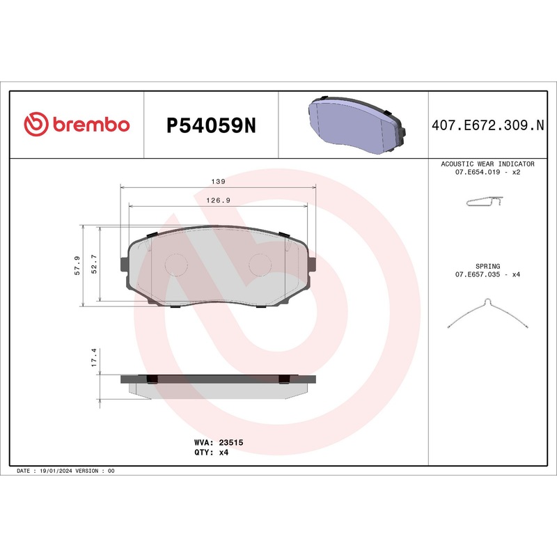 PRIME Ceramic Front Disc Brake Pad Set – P54059N
