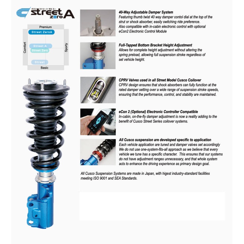 Cusco 2023+ Nissan 400Z (RZ34) 40-Way Adj Street Zero-A Coilover Kit w/ Pillowball Upper Mount
