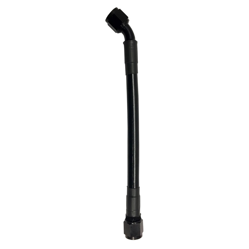 Fragola -10AN Ext Black PTFE Hose Assembly Straight x 45 Degree 48in
