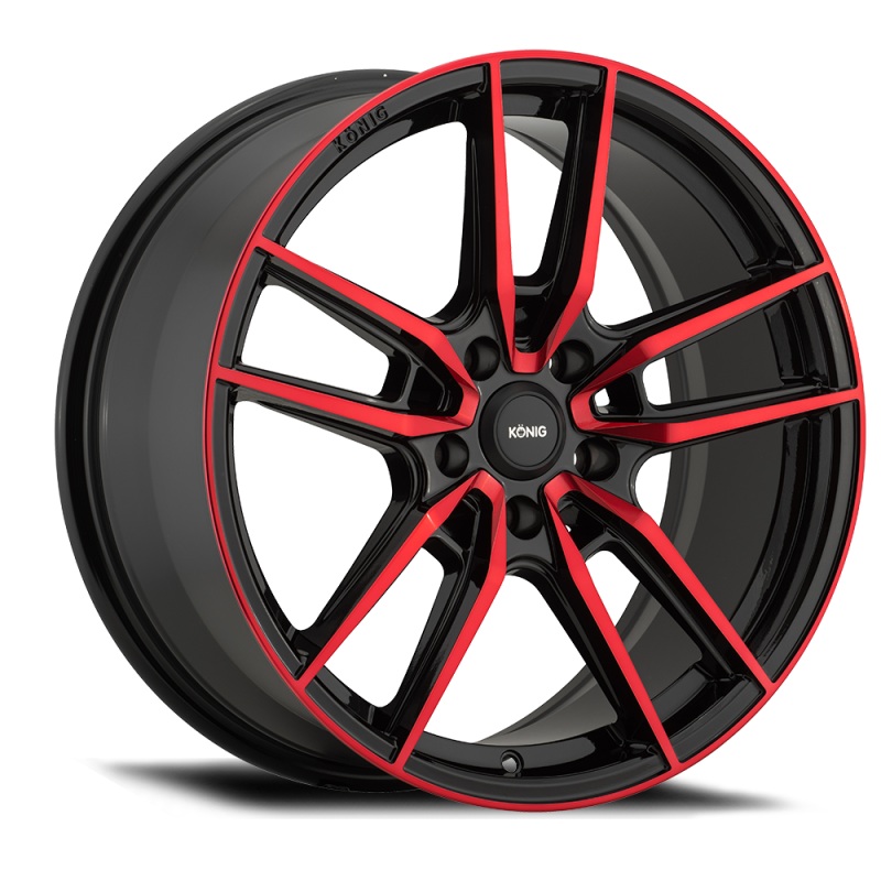 KONIG Myth Wheel – 18×8.0 +43 | 5×108 | Gloss Black w/ Red-Tinted Clearcoat