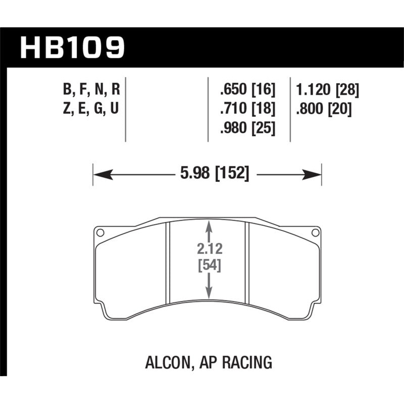 Hawk AP Racing CP5810/5890/5895/6078 / Coleman Series IV DTC-70 Race Brake Pads