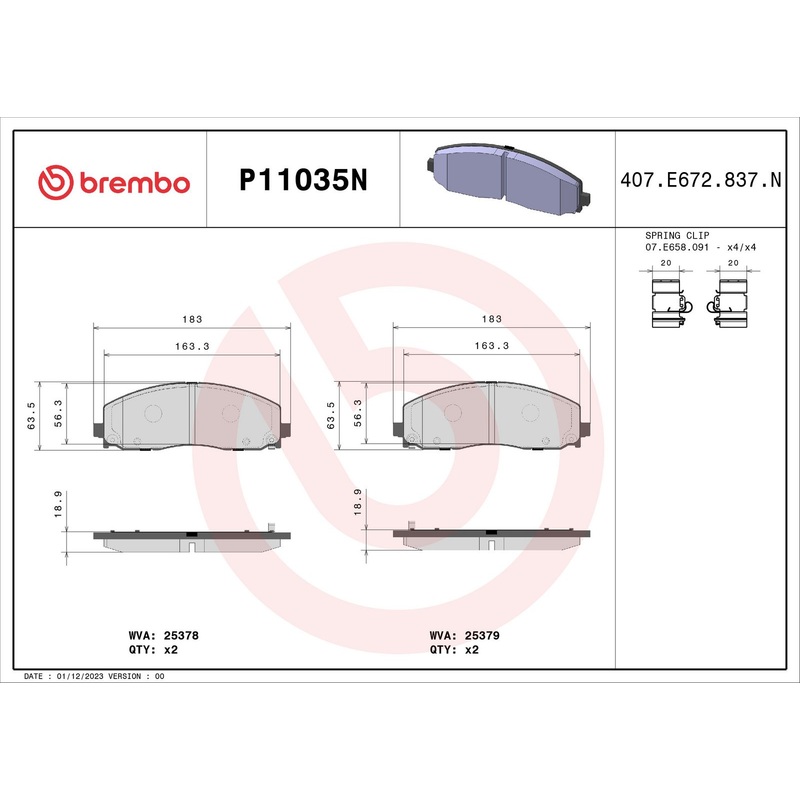 PRIME Ceramic Front Disc Brake Pad Set – P11035N