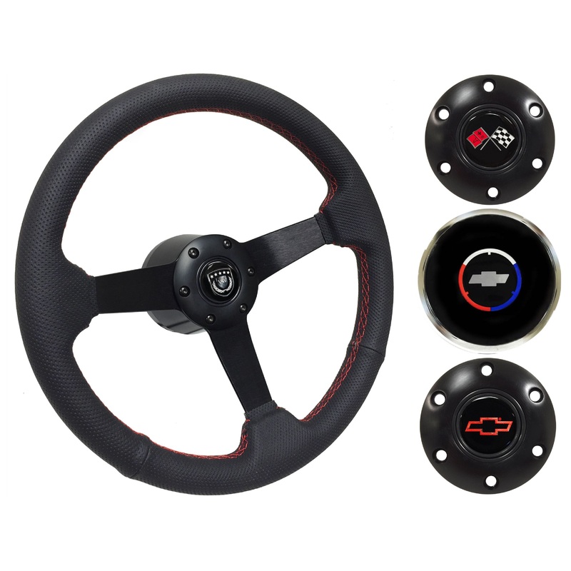 1967-68 El Camino Steering Wheel Kit | Perforated Black Leather | ST3602RED