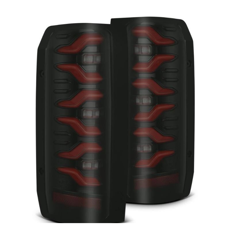 AlphaRex 87-96 Ford Bronco/F-150 Luxx-Series LED Tail Lights – Black Red