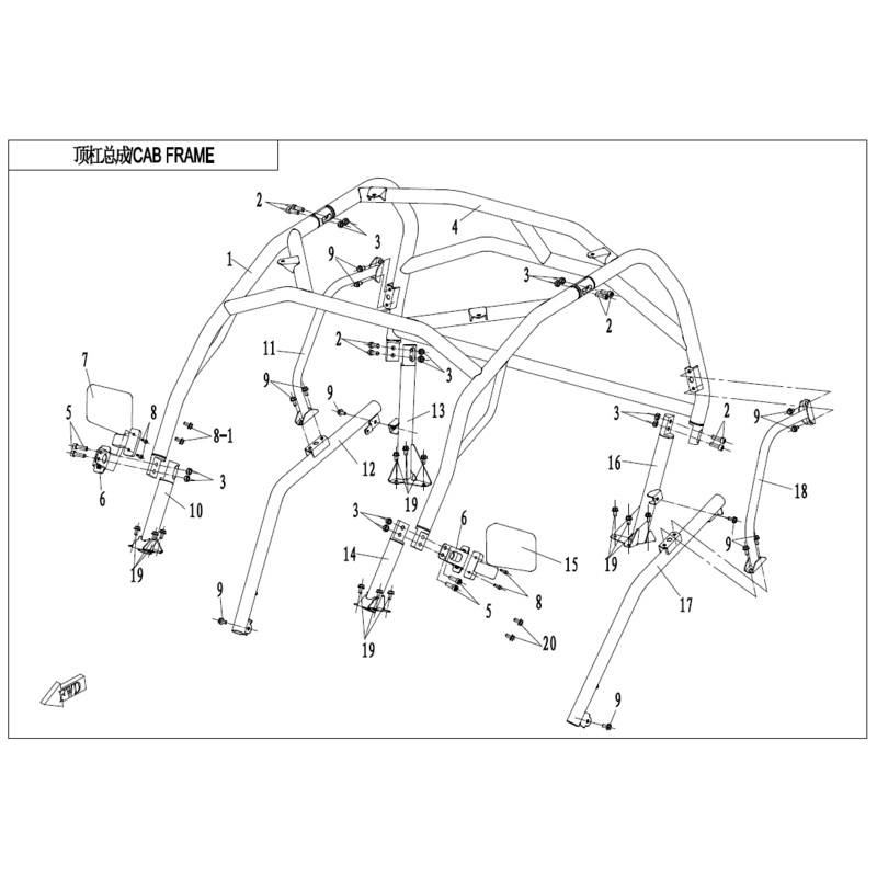Front Mount Base (Lower) Cab Frame (Replaces 7000-230700-0Bb0) by CF Moto