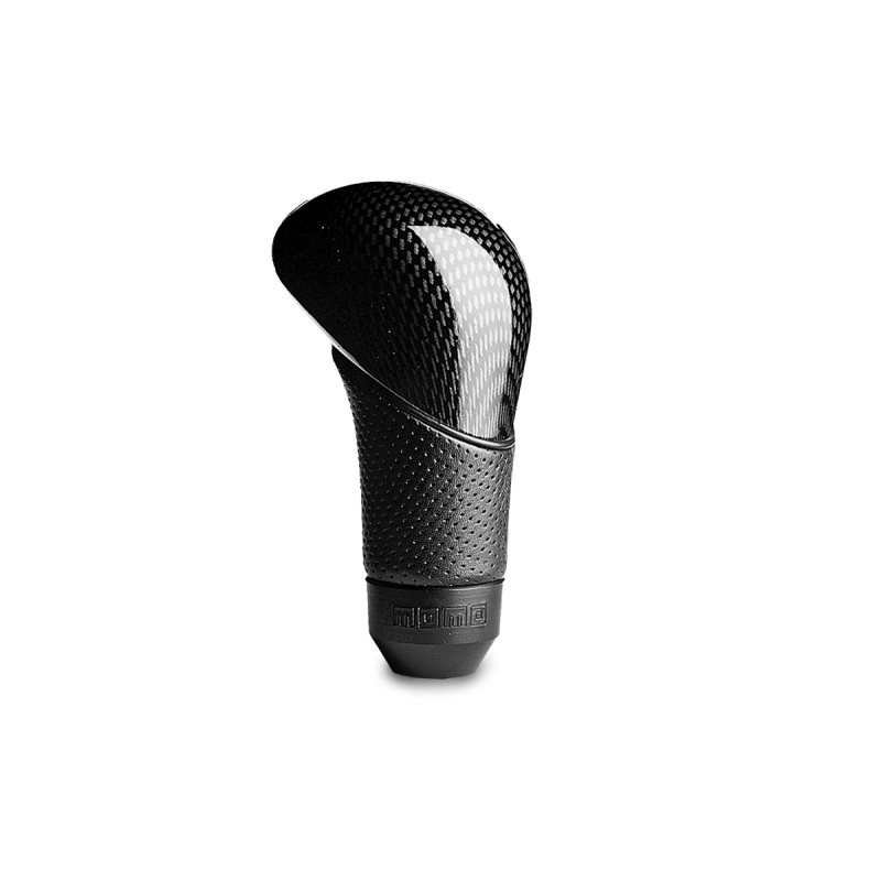 Momo Shadow Shift Knob – Black Airleather, Carbon Effect Insert