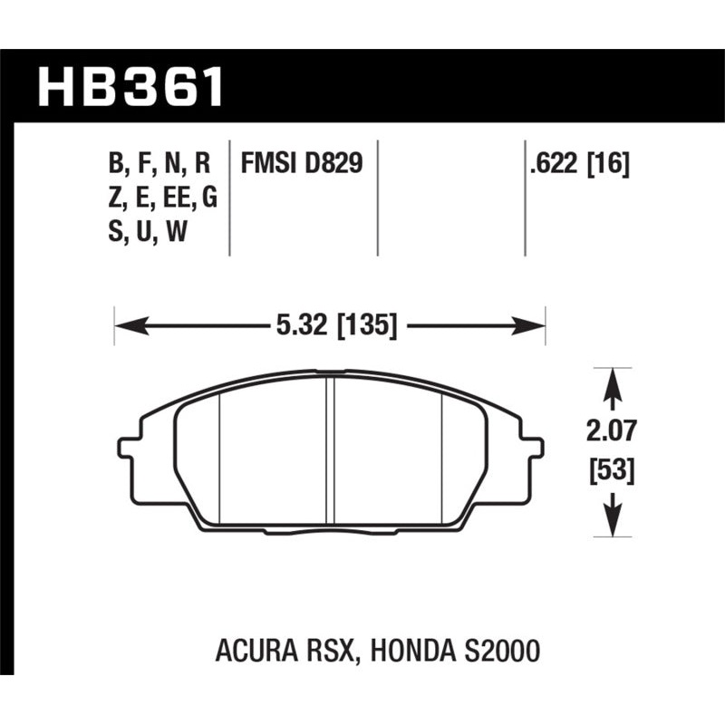 Hawk 2002-2006 Acura RSX Type-S HPS 5.0 Front Brake Pads