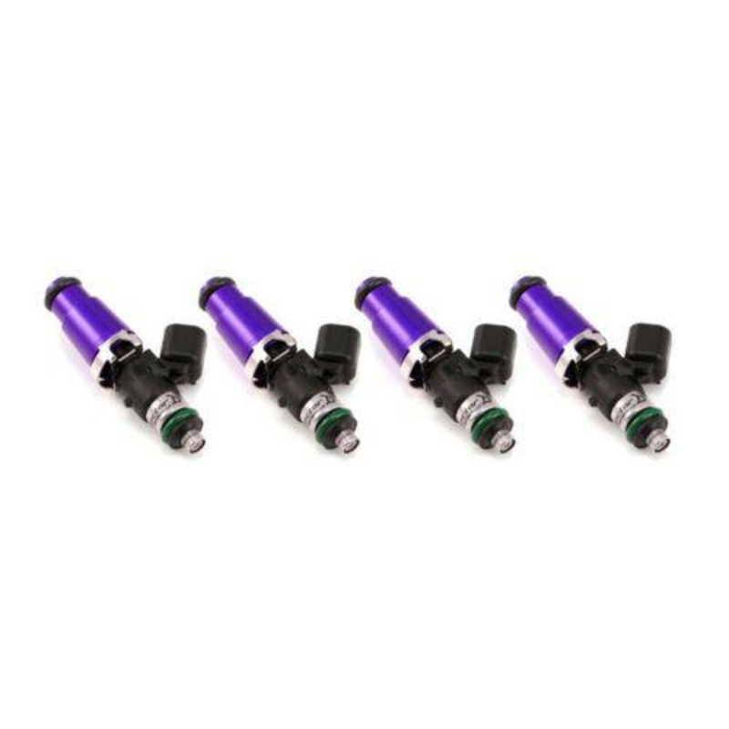 Injector Dynamics ID1700-XDS, for SVO, T-bird Super Coupe, Merkur XR4Ti, Turbo Cougar / 2.3L turbo applications. 14mm (purple) adapters. Set of 4.