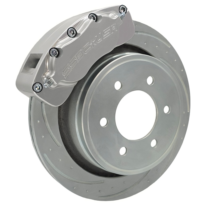 American Made B4-Brawler LT Direct Fit 4-Piston Billet Aluminum Rear Caliper Disc Brake Kit w/DS Rotors. Clear A415-11-DS