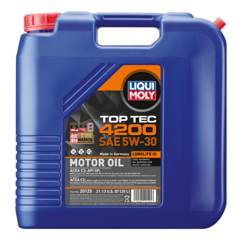 LIQUI MOLY 20L Top Tec 4200 New Generation Motor Oil SAE 5W30