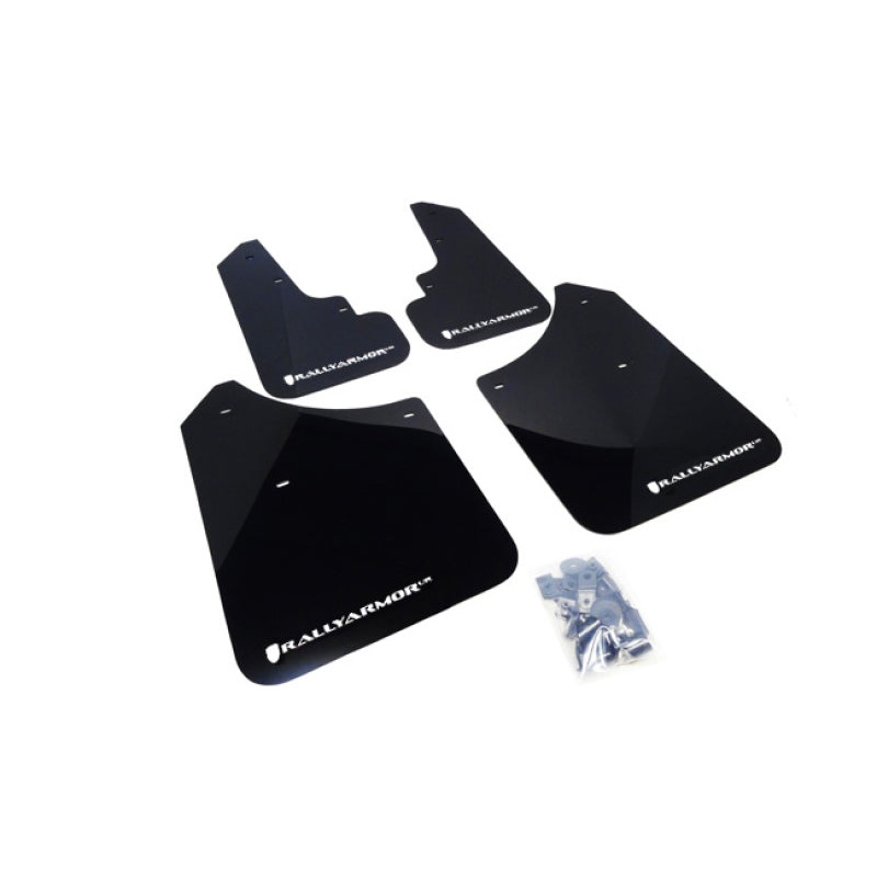 Rally Armor UR Black Mud Flap w/ White Logo Subaru Forester 2003-2008 | MF5-UR-BLK/WH