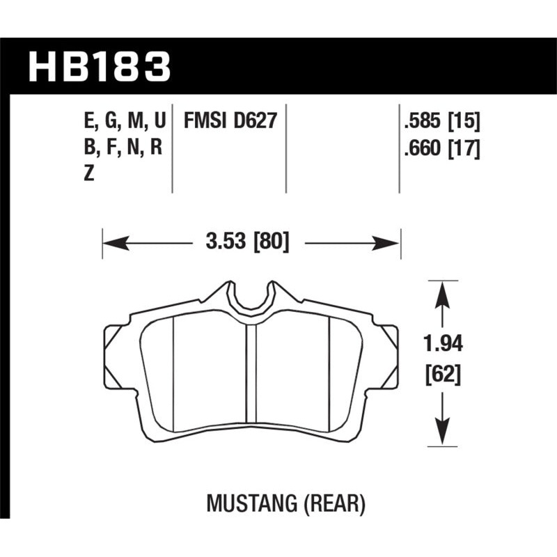 Hawk 94-04 Ford Mustang Performance Ceramic Street Rear Brake Pads