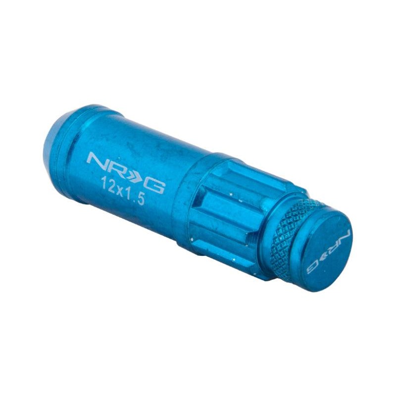 NRG 700 Series M12 X 1.5 Steel Lug Nut w/Dust Cap Cover Set 21 Pc w/Locks & Lock Socket – Blue