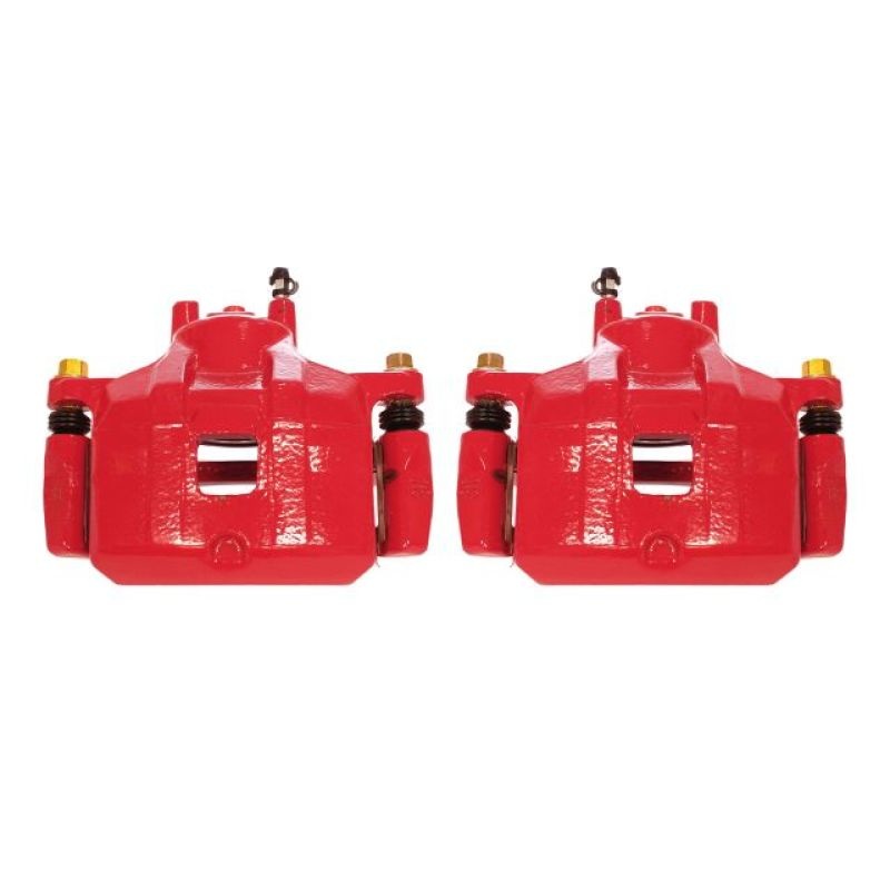 Power Stop Front Red Calipers w/Brackets Pair Mitsubishi Lancer 2008-2017 | S5032C