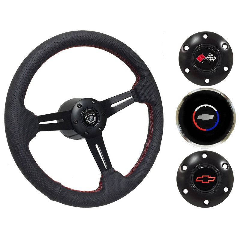 1967-68 El Camino Steering Wheel Kit | Perforated Black Leather | ST3586RED