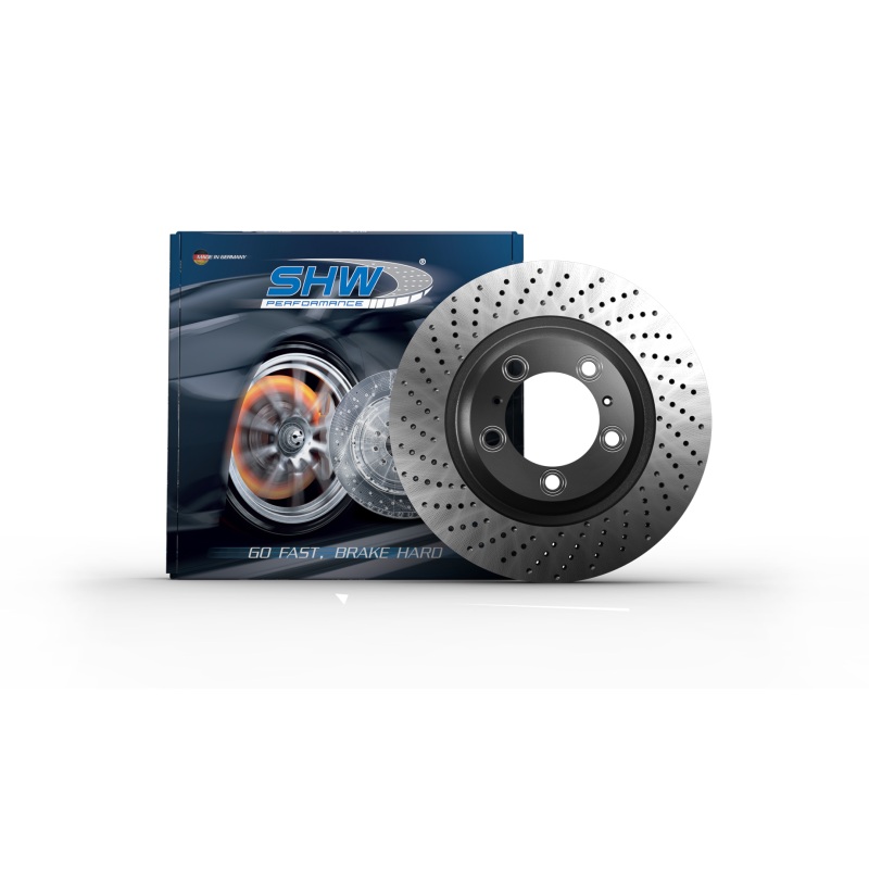 SHW 17-19 Porsche 911 Carrera 3.0L w/o Ceramics Left Front Cross-Drilled MB Brake Rotor (9P1615301A)