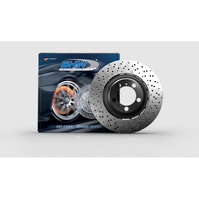SHW 19-21 BMW M2 Competition 3.0L Left Rear Cross-Drilled Lightweight Brake Rotor (34118072019)