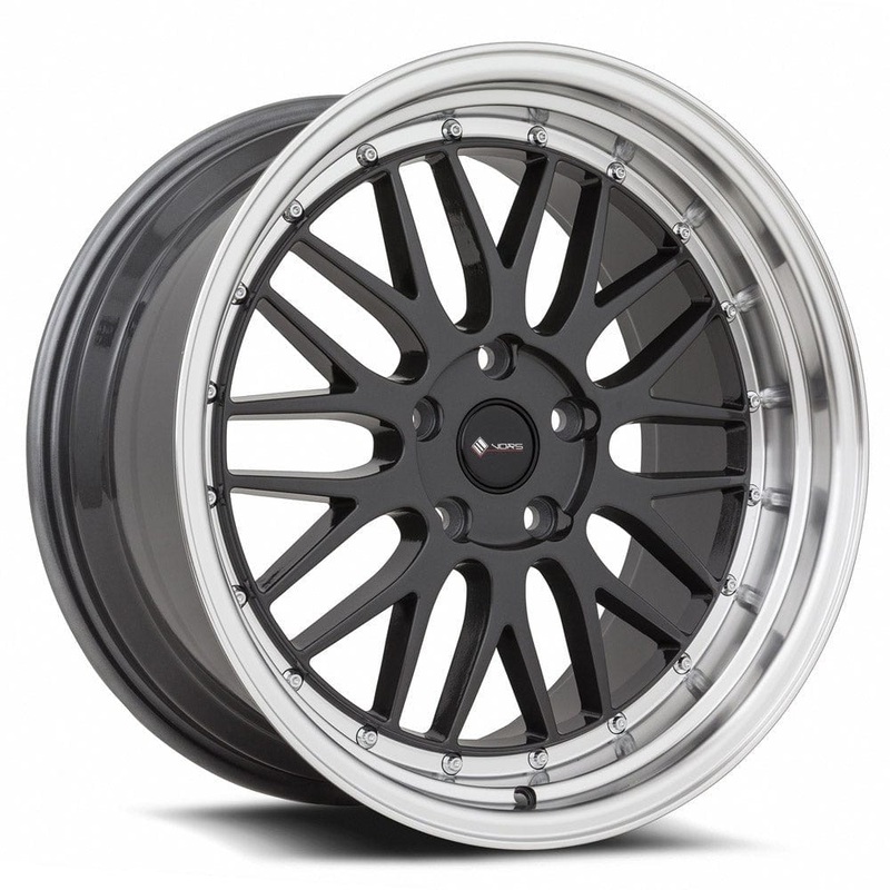 VORS VR8 19″ 5×114.3 Hyper Black Machine Lip Chrome Rivet