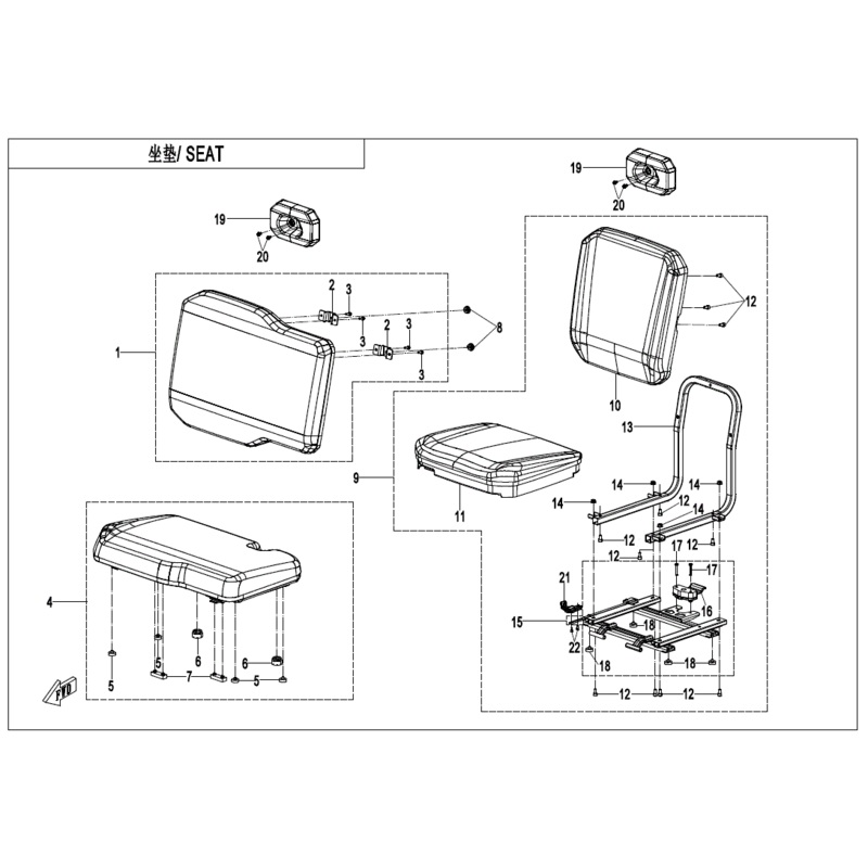 Driver Backrest Assembly by CF Moto