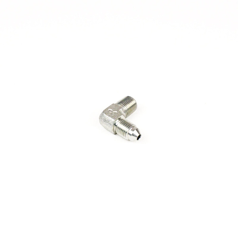 E. (390A) 1/8″ to AN-3 NPT 90 Degree Brake Fitting for American Steel Braided Lines