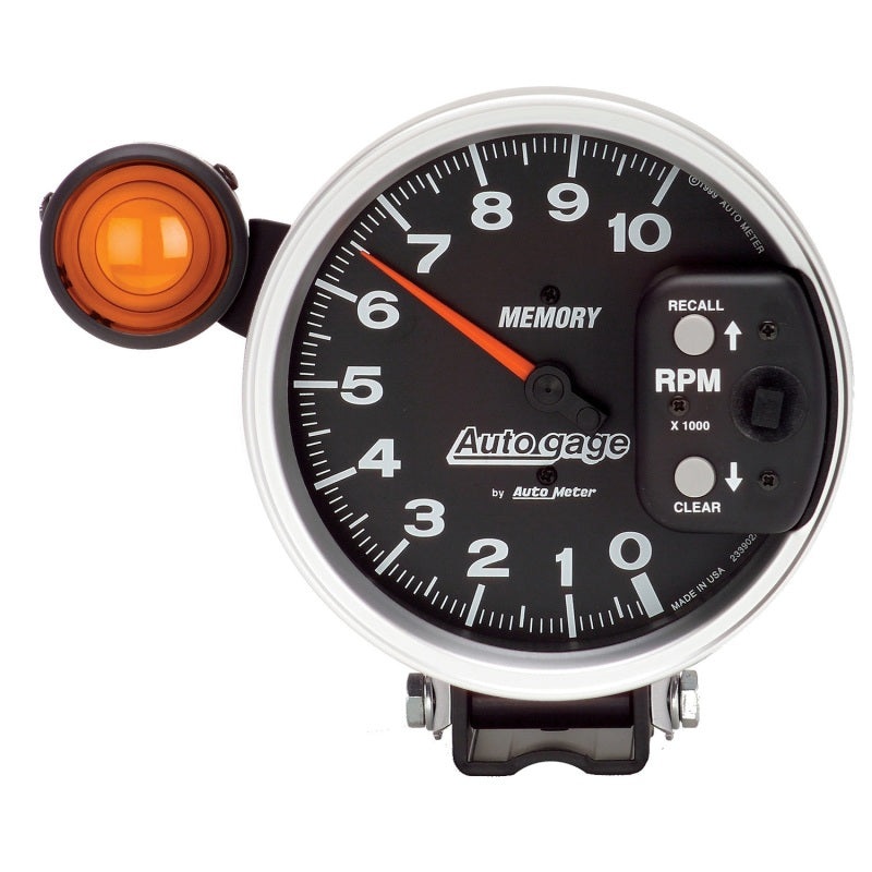 Autometer 5 inch 10K RPM w/ Monster Shift Lite / Memory Pedestal Tachometer Black Universal | 233906