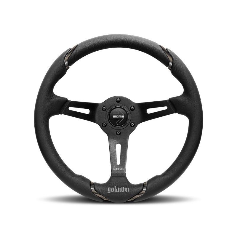 Momo Millenium Steering Wheel 350 mm – Black Leather/Black Stitch/Brshd Spokes
