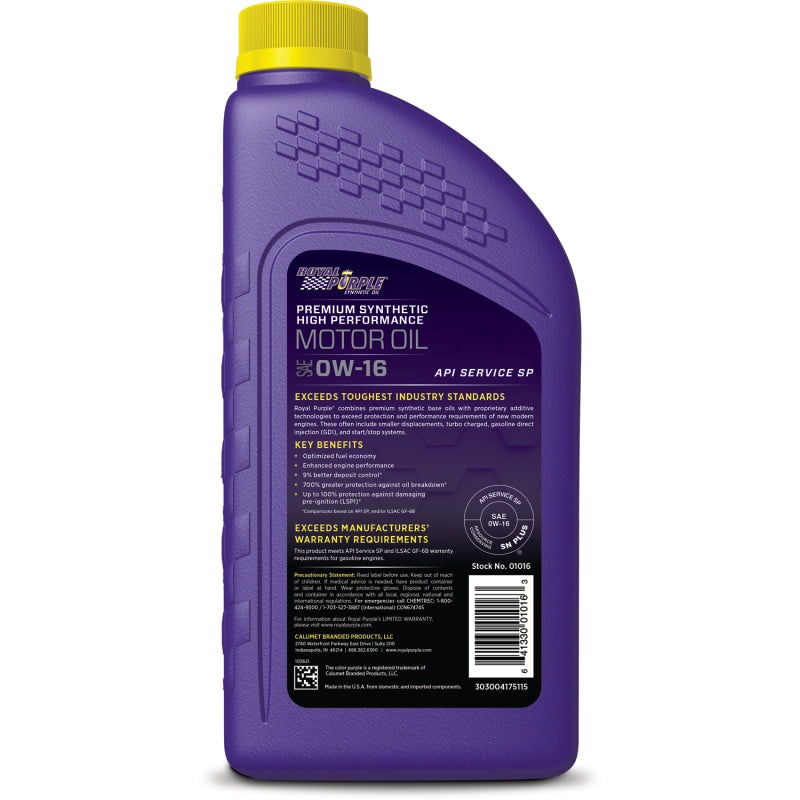 Royal Purple High Performance Ultra-Low Viscosity 0W-16 Motor Oil – 1 Quart