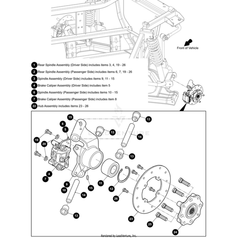 Spindle Rear Left-Assembly Includes Items 9 11 – 15 by Arctic Cat