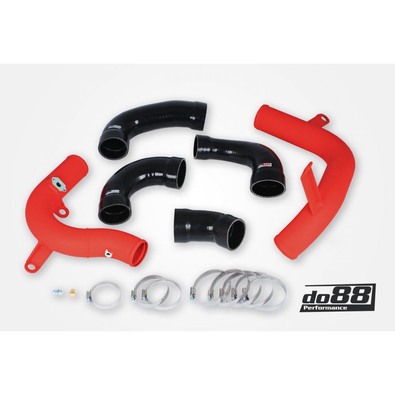 VAG 1.8 / 2.0 TSI MQB OEM IC Pressure pipes Red, Black hose, Not 7-Speed DSG