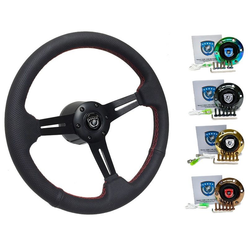 1997-04 Porsche Boxster (986 Manual) Steering Wheel Kit | Perforated Black Leather | ST3586RED