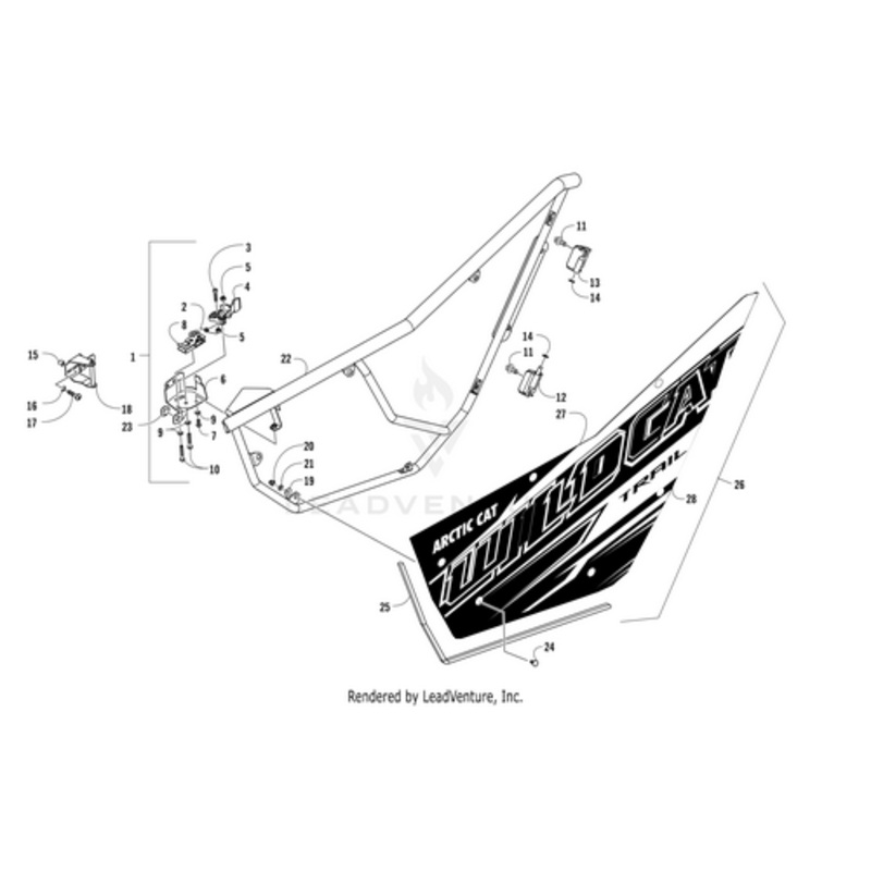 Door Panel W/Decal-Left-Black (Wc Trail Se 17) (Inc. 27-28) by Arctic Cat