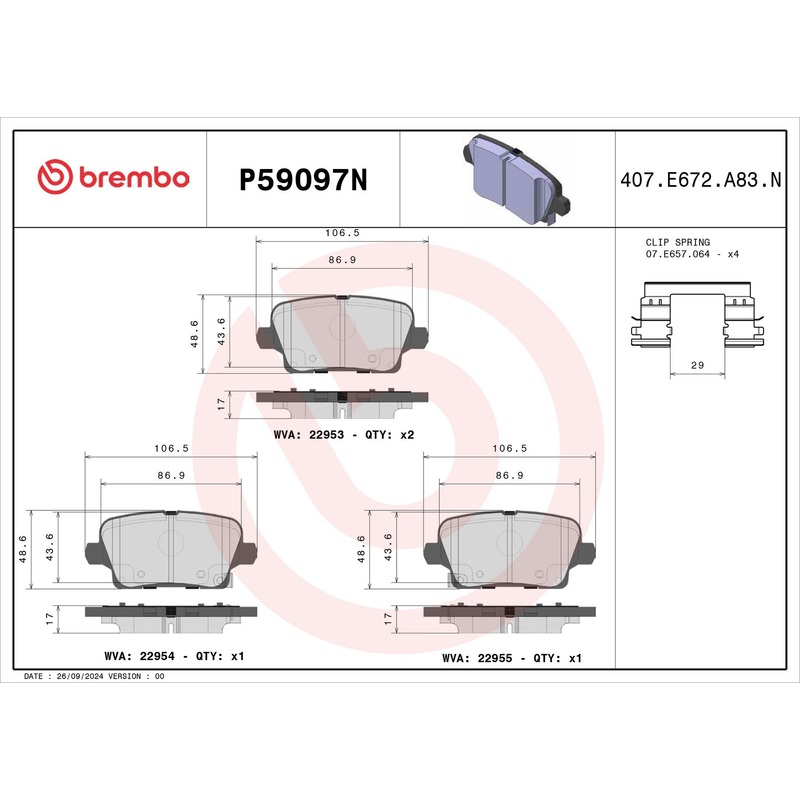 PRIME Ceramic Rear Disc Brake Pad Set – P59097N
