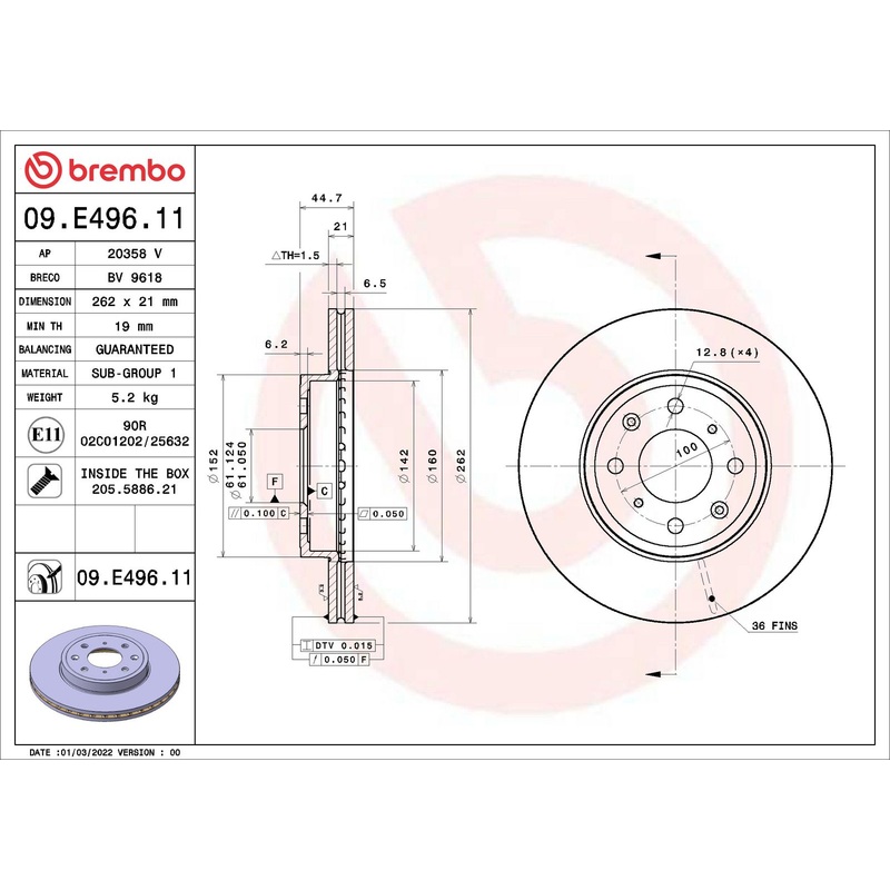 PRIME UV Coated Front Disc Brake Rotor – 09.E496.11