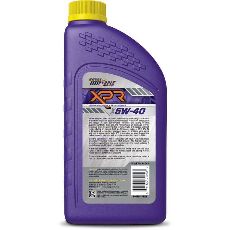 Royal Purple XPR Synthetic Extreme Performance 5W-40 Racing Oil – 1 Quart