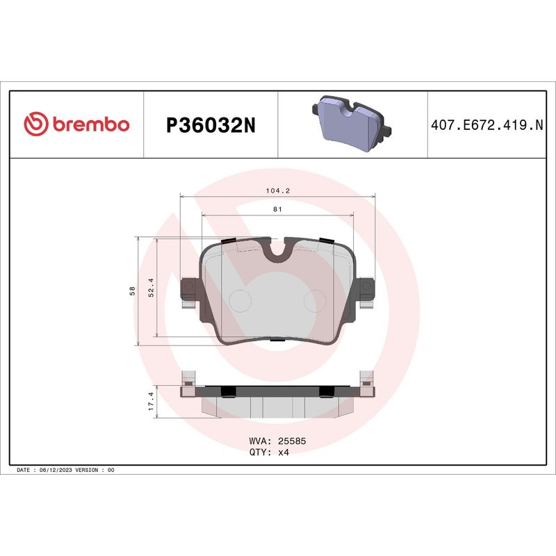 PRIME Ceramic Rear Disc Brake Pad Set – P36032N