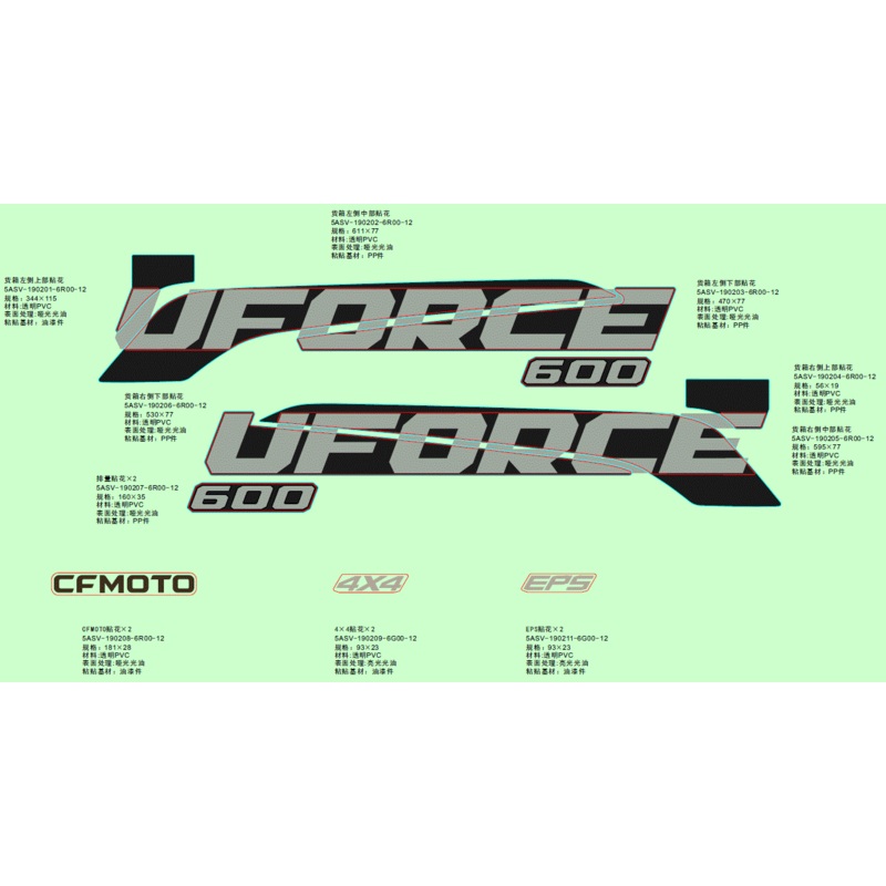 Lower Decal Cargo Box LH Side Plate by CF Moto