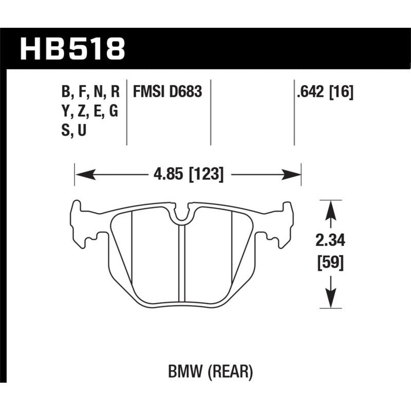 Hawk BMW 3/5/7Series/M3/M5/X3/X5/Z4/Z8 / Land Rover Range Rover DTC-60 Race Rear Brake Pads