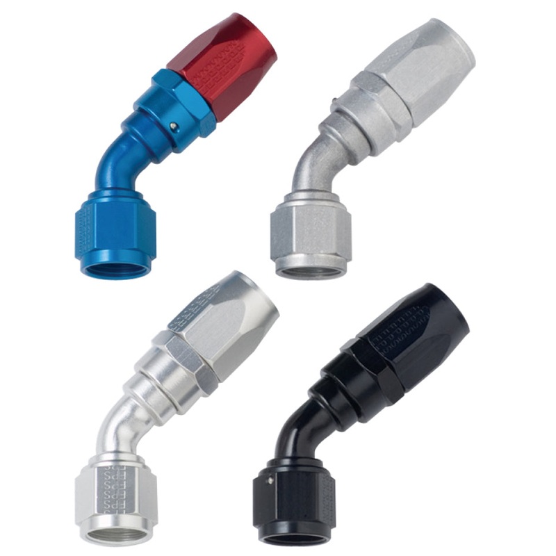 Fragola -10AN x 45 Degree Power Flow Hose End – Blue/Red