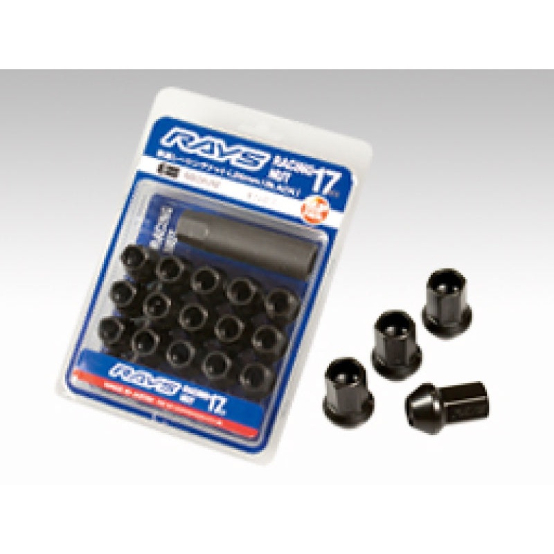 Rays 17 Hex Racing Nut Set L35 M12x1.50 – Black (16 Pieces / No Locks)