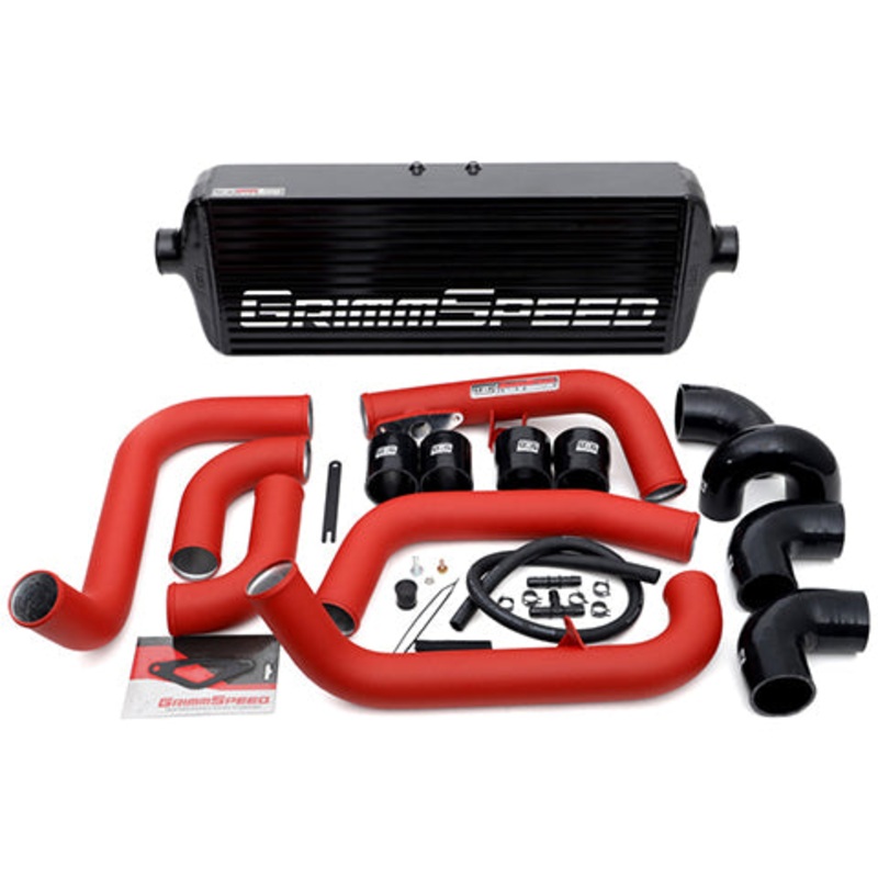GrimmSpeed Front Mount Intercooler Kit – Black Core/Red Pipe | 2008-2014 Subaru WRX STI (90253)